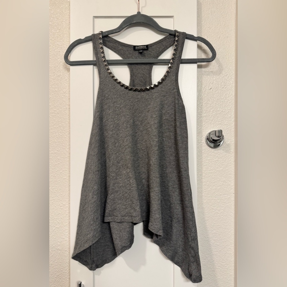 Express Dreamweight Cotton Studded Tank Top | Gray | Women’s XXS 🤍✨